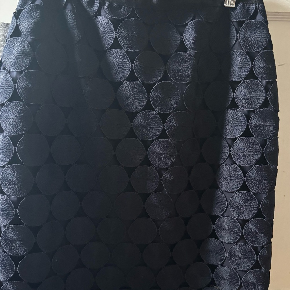 Elegant Navy Blue Circle Pattern Skirt